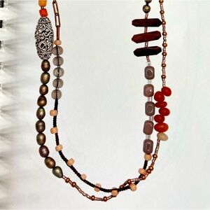 SILPADA Spice Box Necklace, 50", tiger eye, coral, agate, adventurine, sterling